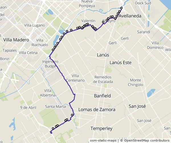 Mapa do itinerário da linha