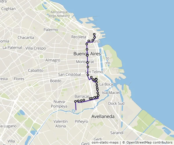 Mapa do itinerário da linha