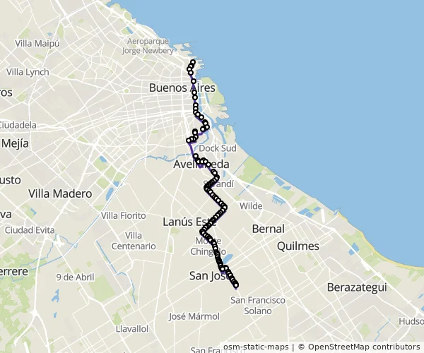 Mapa do itinerário da linha