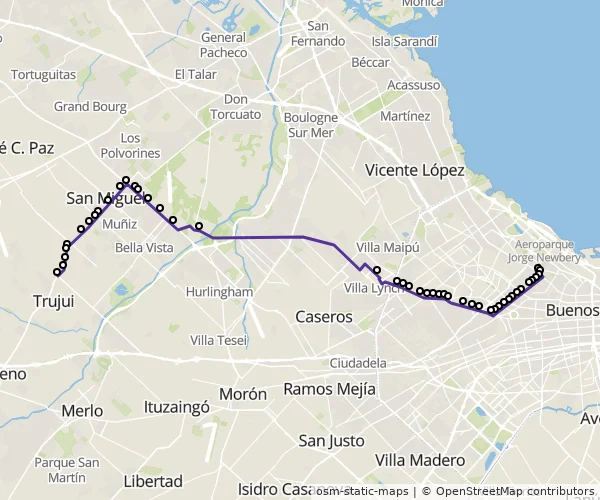 Mapa do itinerário da linha