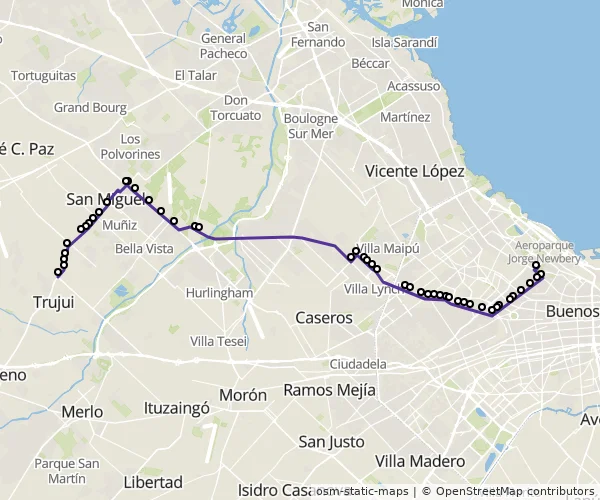 Mapa do itinerário da linha