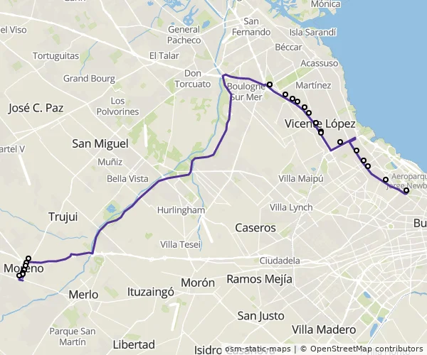 Mapa do itinerário da linha