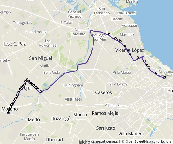 Mapa do itinerário da linha