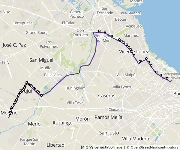 Mapa do itinerário da linha