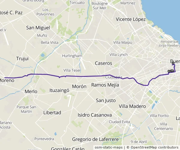 Mapa do itinerário da linha