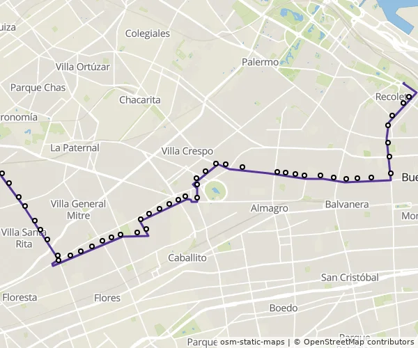 Mapa do itinerário da linha