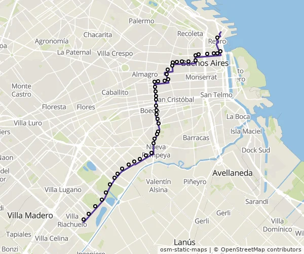 Mapa do itinerário da linha
