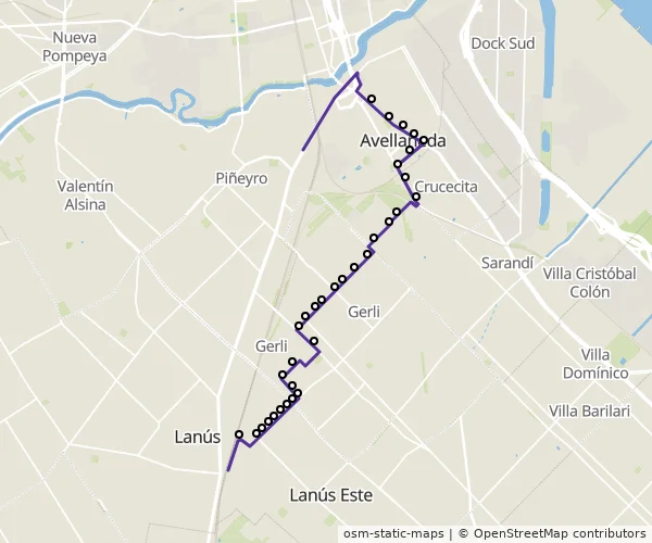 Mapa do itinerário da linha