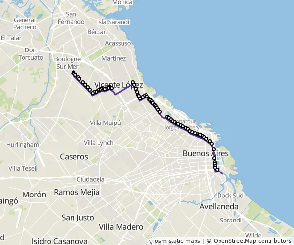 Mapa do itinerário da linha