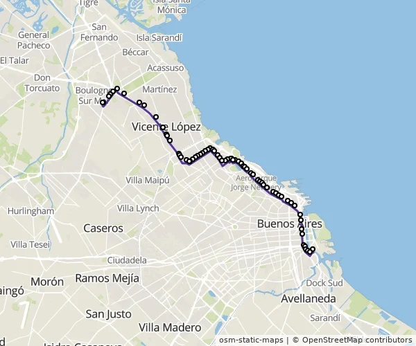 Mapa do itinerário da linha