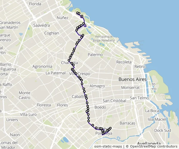 Mapa do itinerário da linha