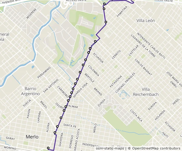 Mapa do itinerário da linha