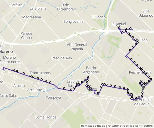 Mapa do itinerário da linha