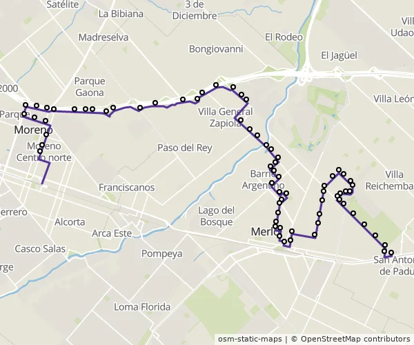 Mapa do itinerário da linha