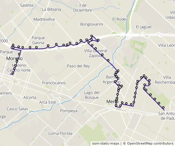 Mapa do itinerário da linha