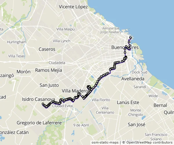 Mapa do itinerário da linha