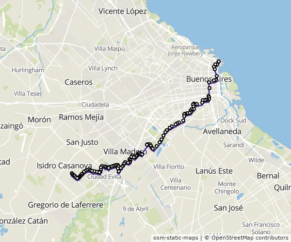 Mapa do itinerário da linha