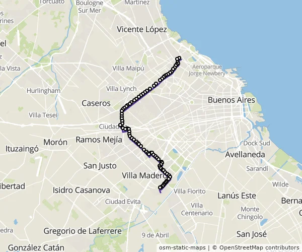 Mapa do itinerário da linha