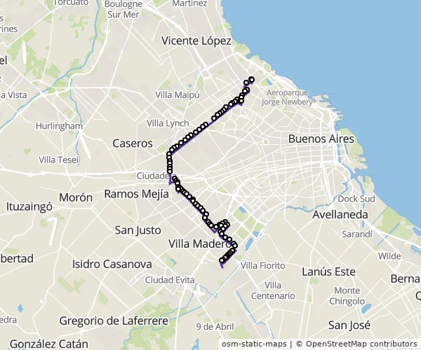 Mapa do itinerário da linha