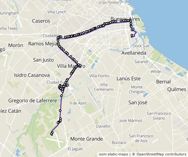 Mapa do itinerário da linha
