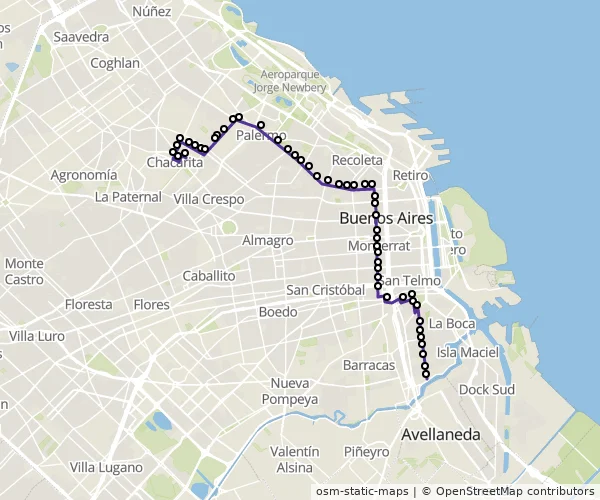 Mapa do itinerário da linha