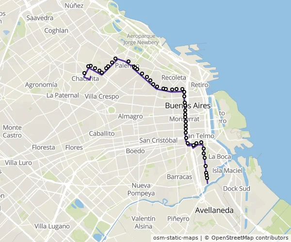 Mapa do itinerário da linha