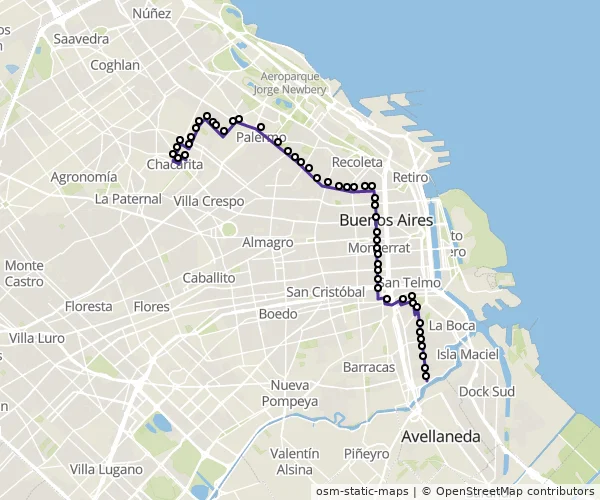 Mapa do itinerário da linha