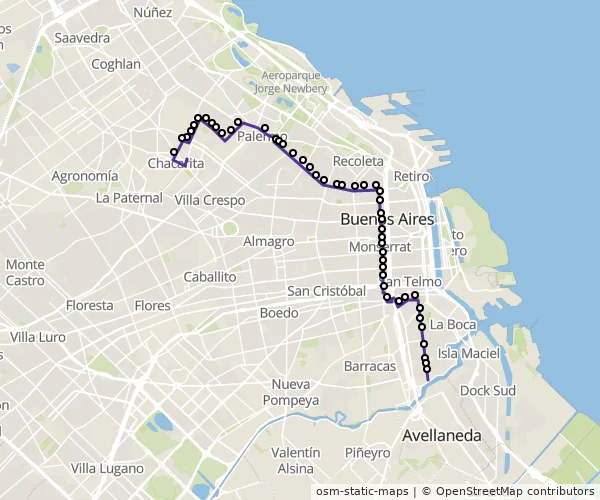 Mapa do itinerário da linha
