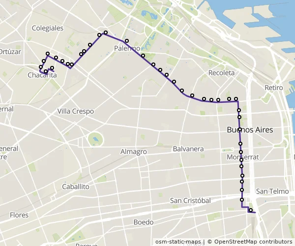 Mapa do itinerário da linha