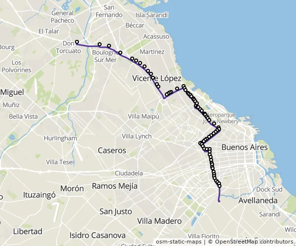 Mapa do itinerário da linha