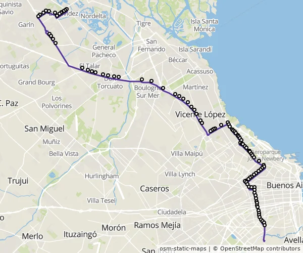 Mapa do itinerário da linha