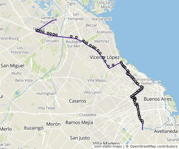 Mapa do itinerário da linha