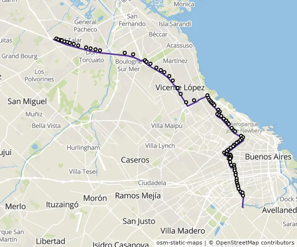 Mapa do itinerário da linha