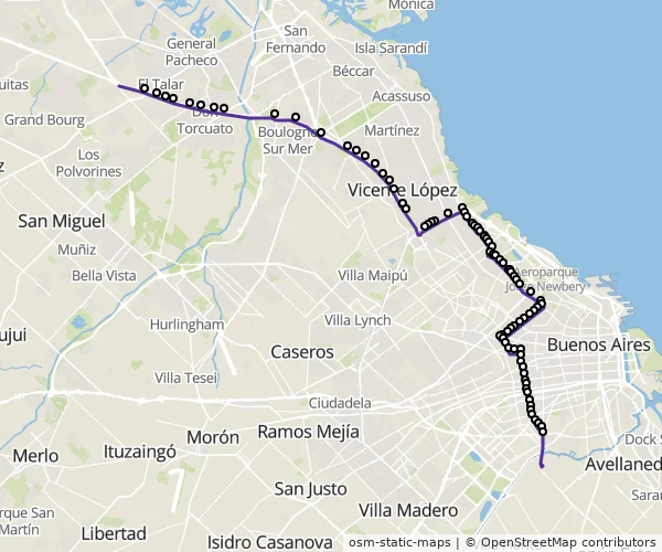 Mapa do itinerário da linha