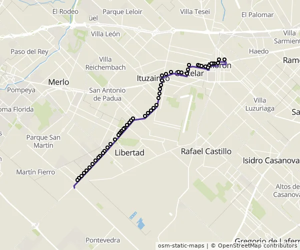 Mapa do itinerário da linha