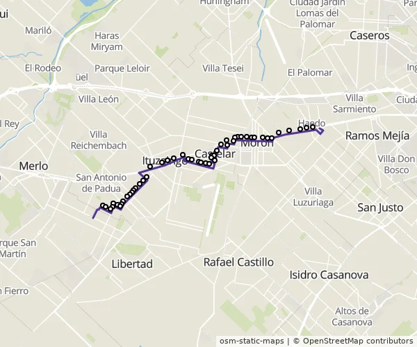 Mapa do itinerário da linha