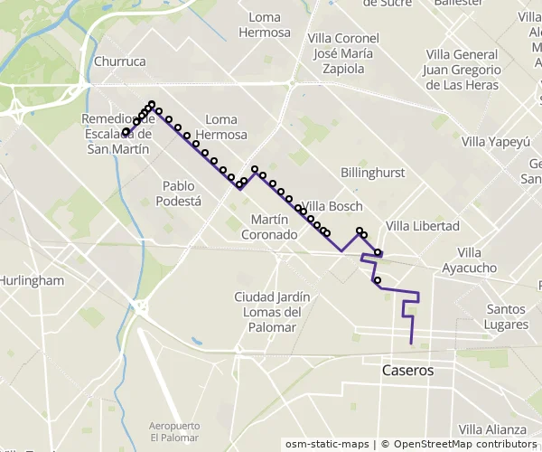 Mapa do itinerário da linha