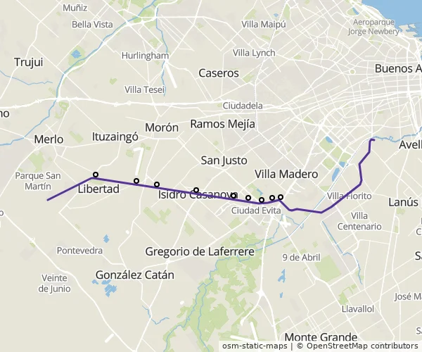 Mapa do itinerário da linha