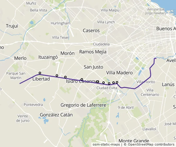 Mapa do itinerário da linha