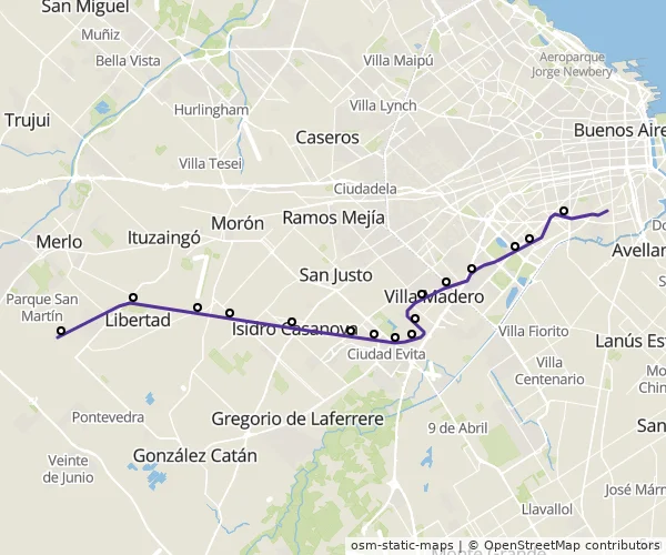 Mapa do itinerário da linha