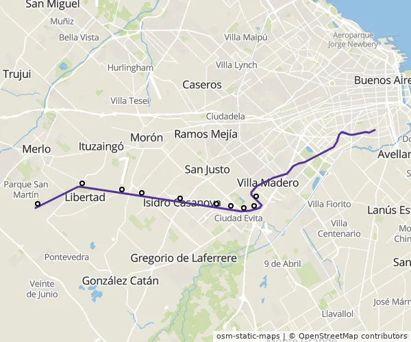 Mapa do itinerário da linha