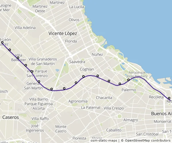 Mapa do itinerário da linha