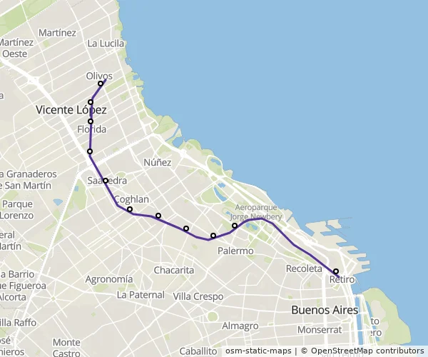 Mapa do itinerário da linha