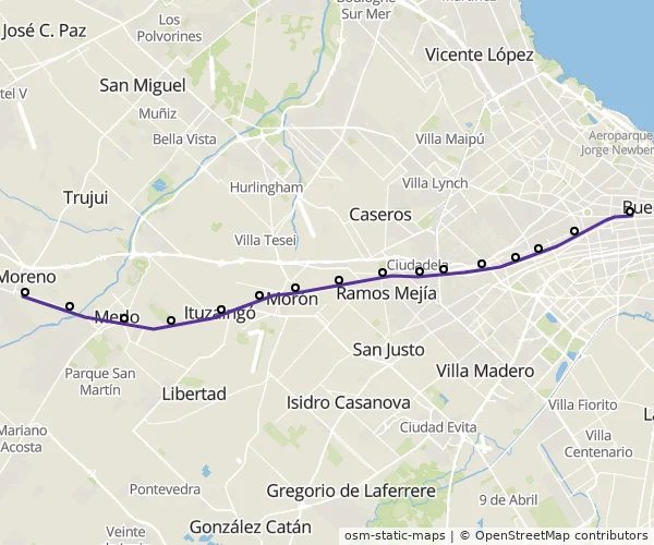 Mapa do itinerário da linha