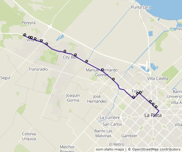 Mapa do itinerário da linha