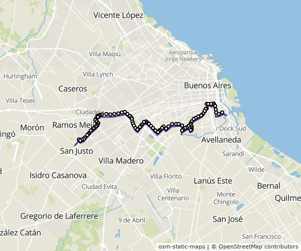 Mapa do itinerário da linha