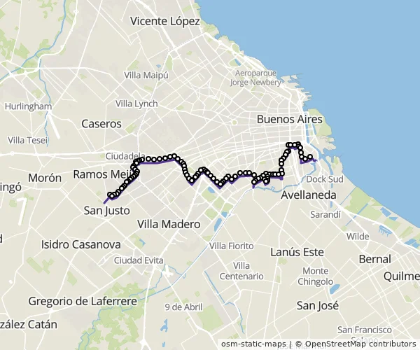 Mapa do itinerário da linha