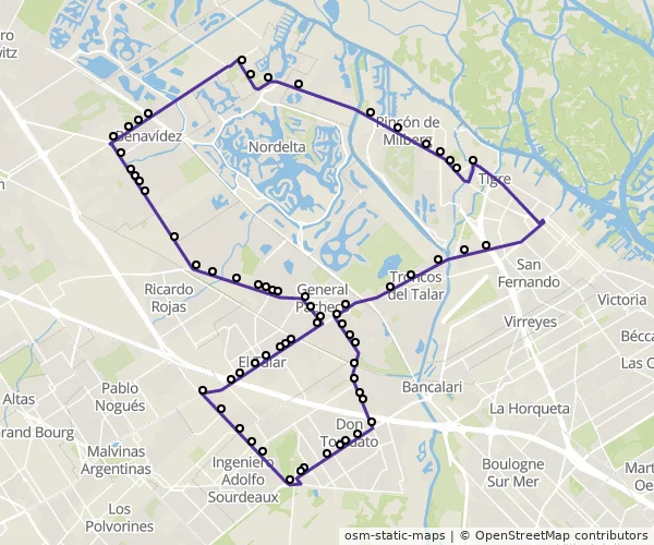 Mapa do itinerário da linha