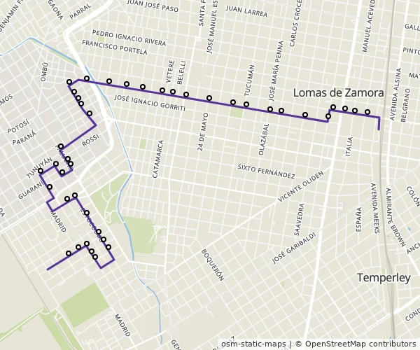Mapa do itinerário da linha