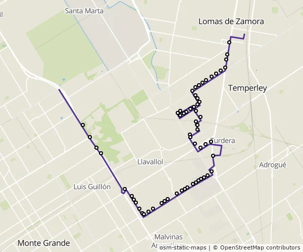 Mapa do itinerário da linha